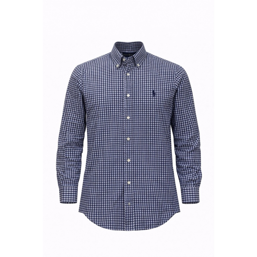 Ralph Lauren Blue Gingham Check Plaid Button Down Classic Casual Pony XL‎ (049)